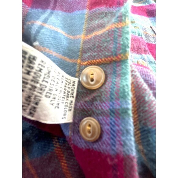 Chaps Ralph Lauren Shirt Mens Size M Multi Plaid Flannel Long Sleeves Flaw Missi - Picture 6 of 7